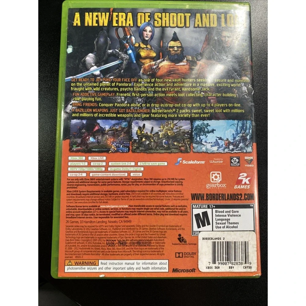 Borderlands 2 Microsoft Xbox 360 Complete with Manual